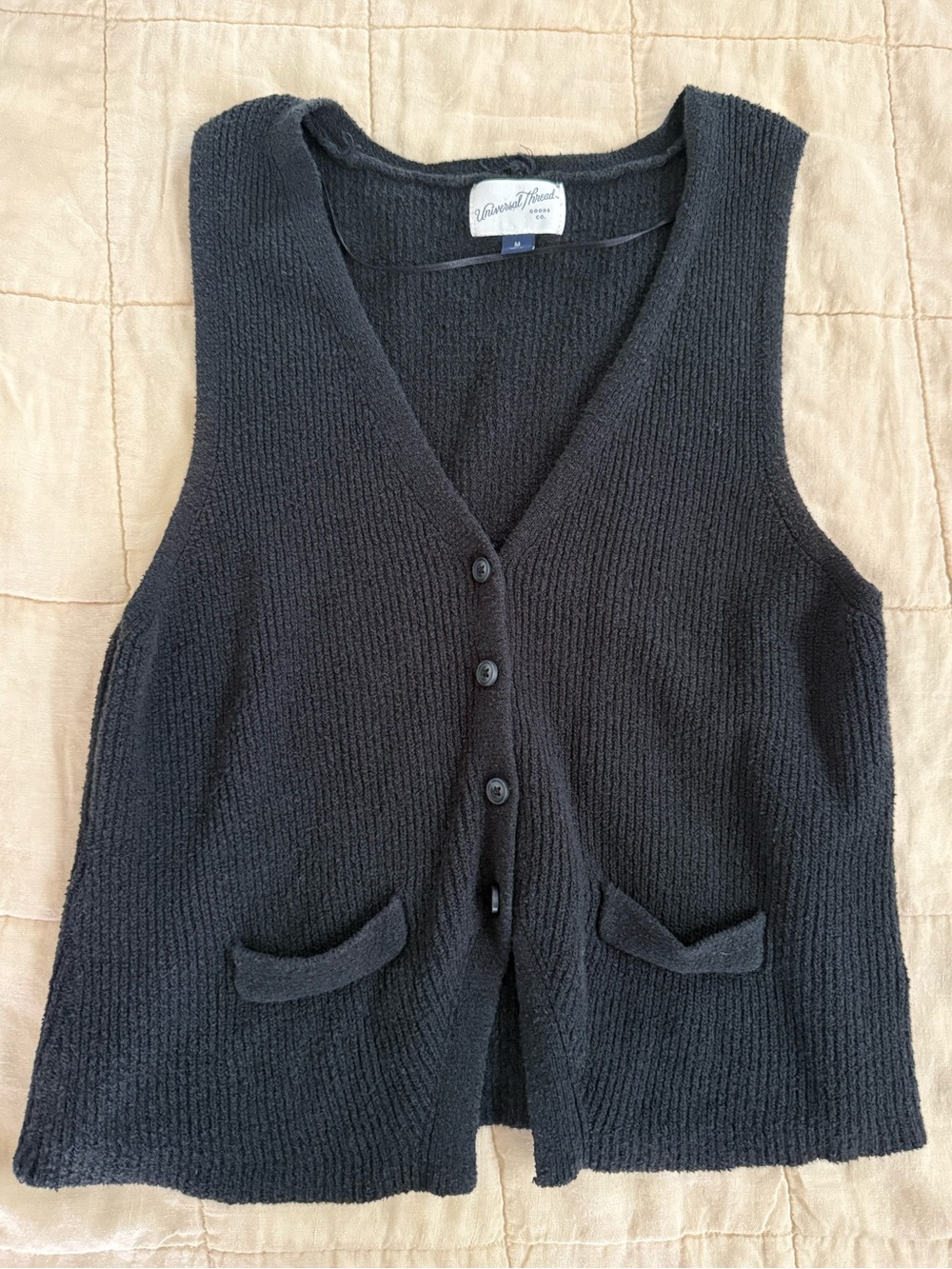 Universal Thread Black Knit Button-Front Vest